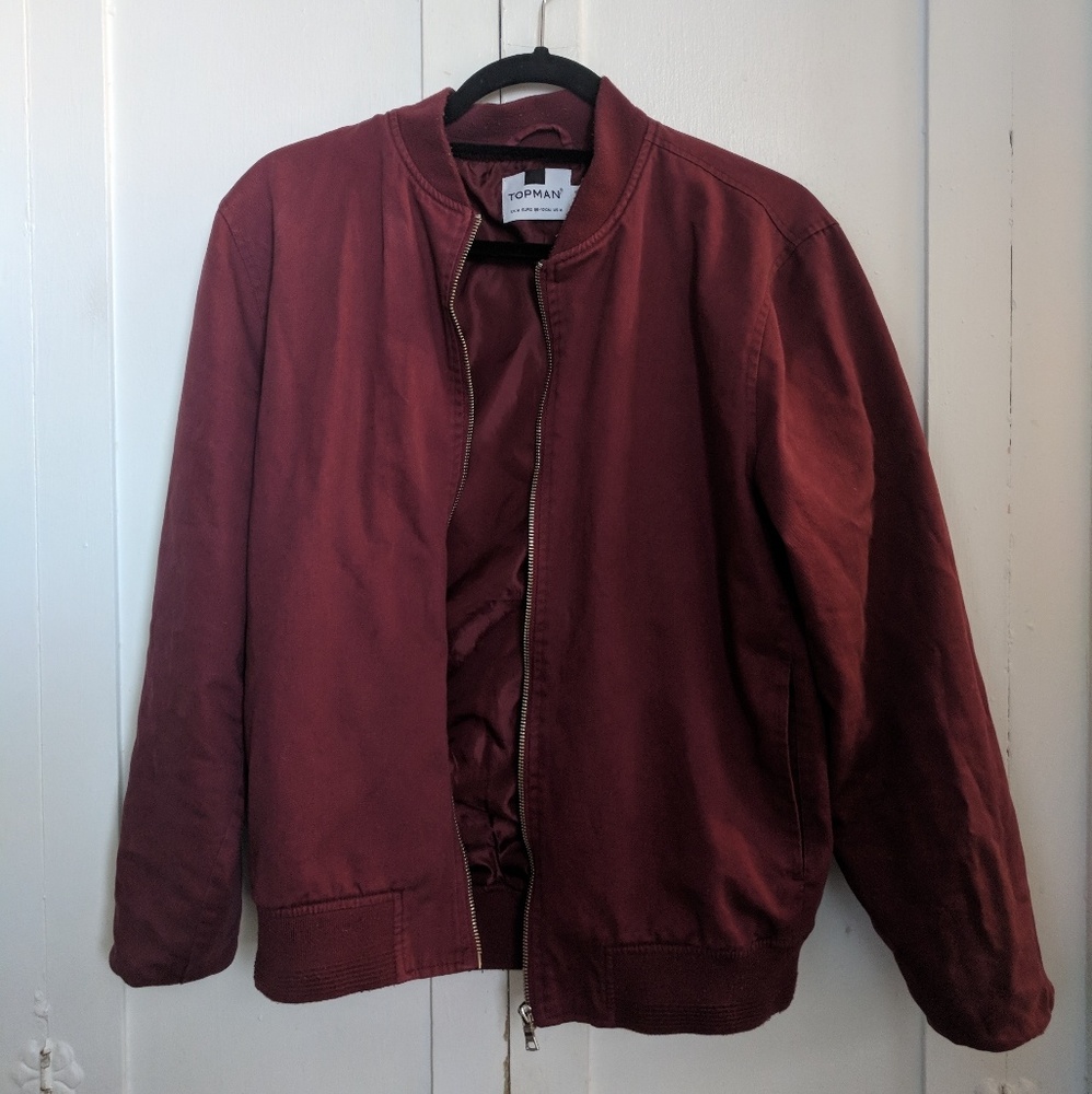 Topman Burgundy Harrington Jacket